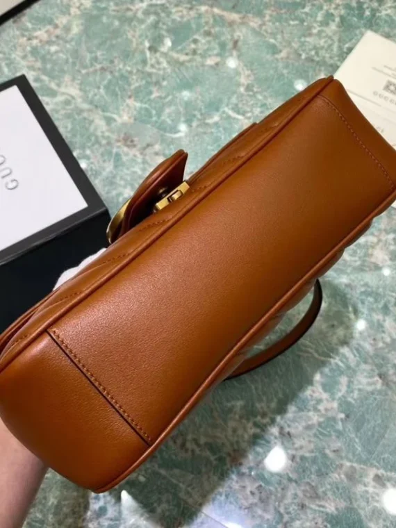 Gucci GG Marmont Small Matelasse Shoulder Bag 443497 Coffee